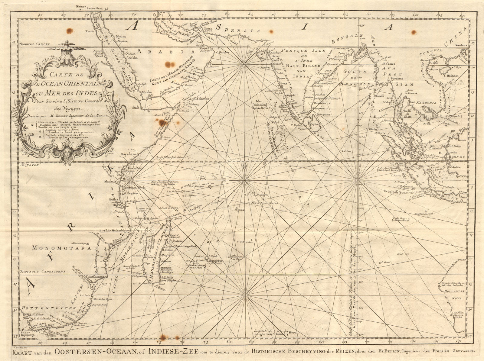 'Carte de l’Ocean Oriental ou Mer des Indes' Indian Ocean BELLIN/SCHLEY 1747 map